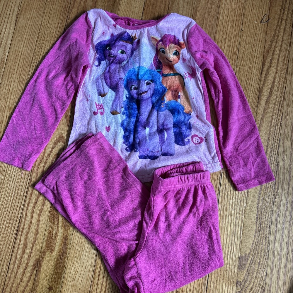 My Little Pony Pink Pajamas 2pc Set Girls Size 4/5 Purple Pony